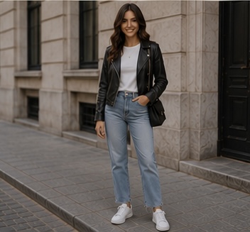 Edgy Casual mit Lederjacke & Denim