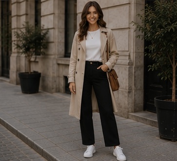 Casual Chic mit Trenchcoat & Wide-Leg-Hose